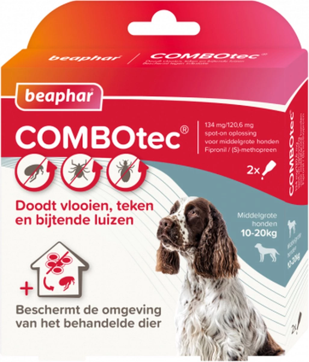 Beaphar Combotec Anti Vlooien En Teken Druppels Hond 10-20 Kg 2 Pipetten - Afbeelding 2