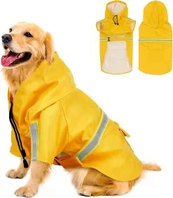 Regenjas Hond Maat XXL Hondenjas Jas Honden Puppy Hondenkleding - Geel - Dutchwide