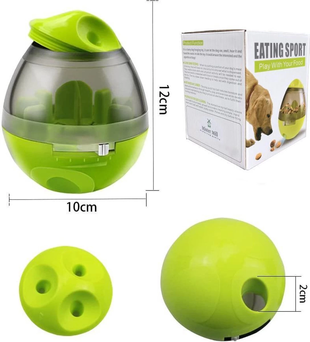 Mister Mill Speelbal - Honden Speelgoed Intelligentie - Voerbal - Snackbal Hond Kat – Interactieve Hond Kat - Voer EI - Afbeelding 4