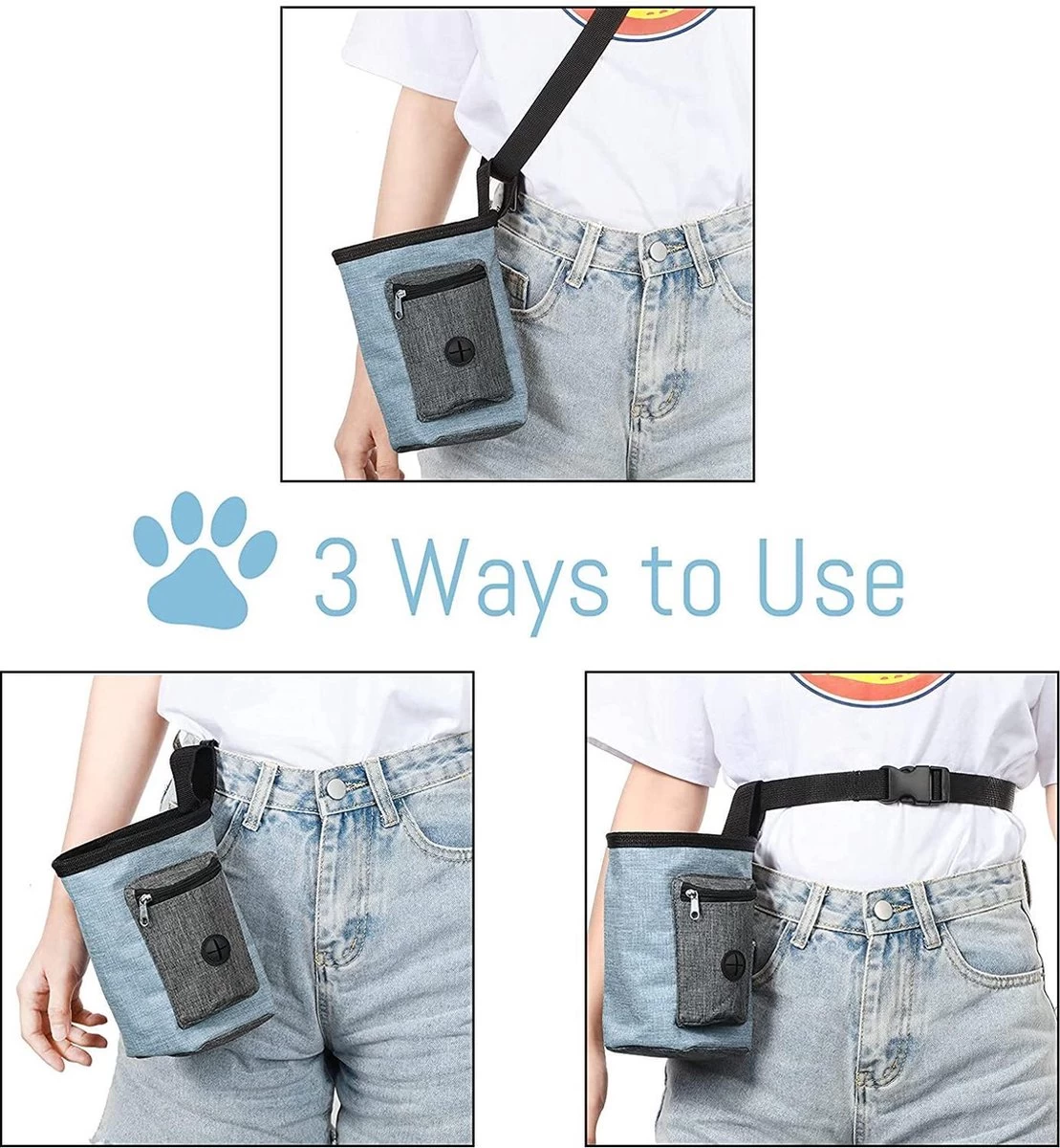 Honden Beloningstasje - Honden Beloningszakje - Treat Pouch - Honden Puppy Training - Poepzakjes Houder - Puppy Benodigdheden - Honden Snacktasje - Blauw 17x15cm - Afbeelding 6