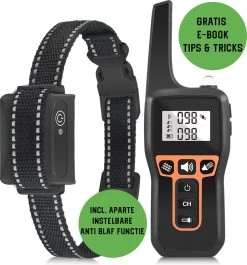 Anti Blafband EN Trainingshalsband In 1 - UNIEK SYSTEEM - 1000m Bereik - 100 Levels