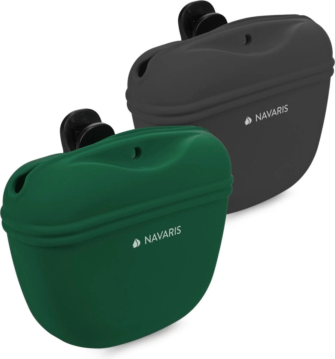 Navaris Honden Belongingszakje - Siliconen Voertasje - Set Van 2 - Traktatiezakje Voor Droogvoer En Natvoer - Met Magnetische Sluiting En Clip