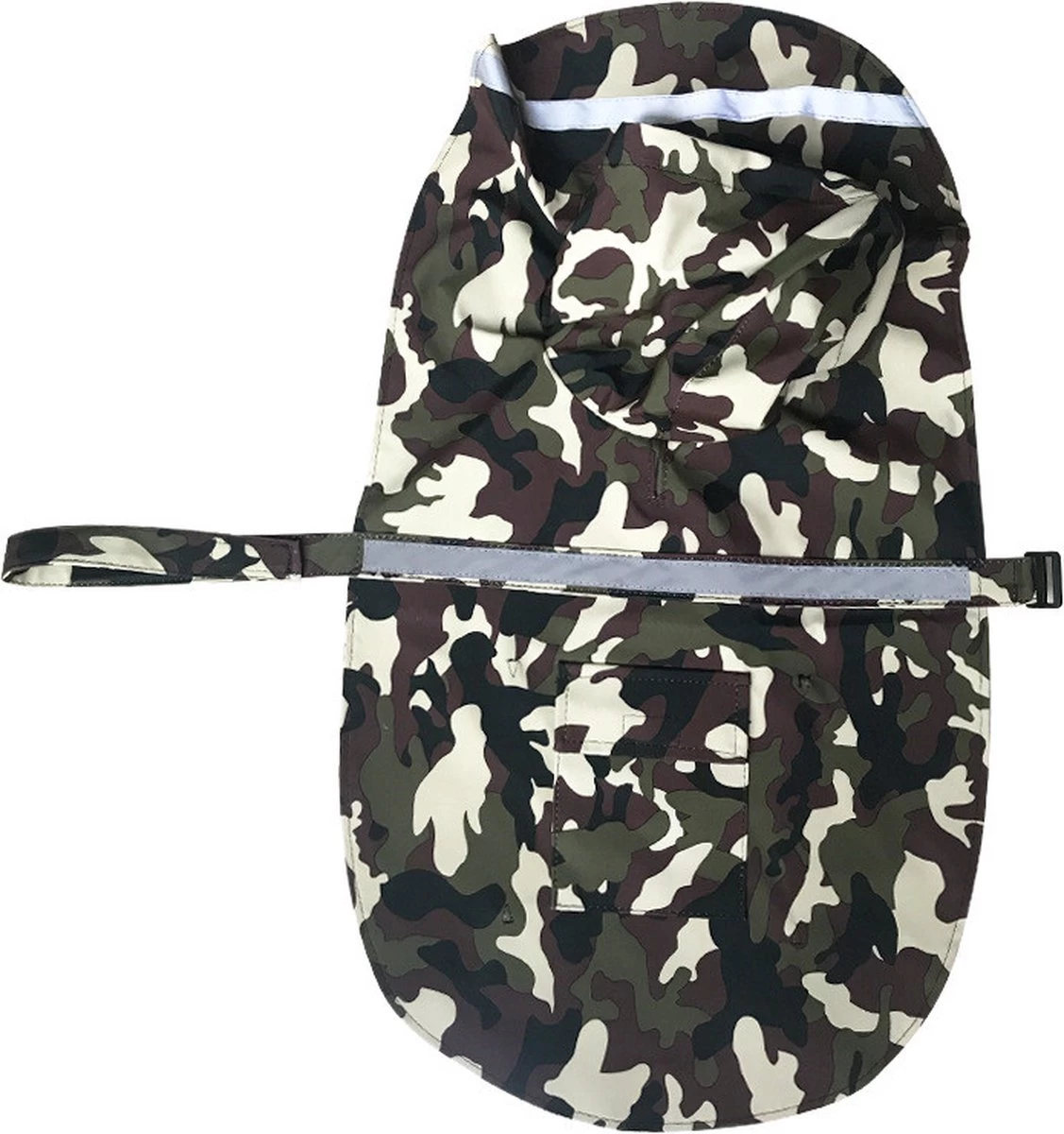 Waterproof Regenjas Maat L- Poncho Voor Honden Met Reflectie Strip - Camouflage Groen