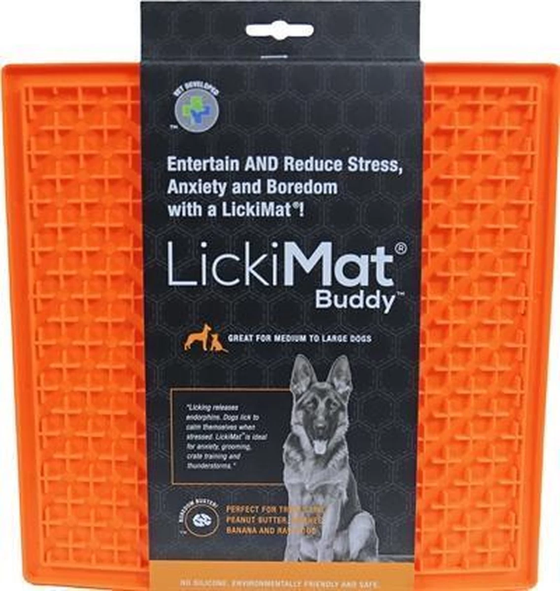Lickimat Buddy - Voermat - Slow Feeder - 20 Cm - Oranje - Afbeelding 8