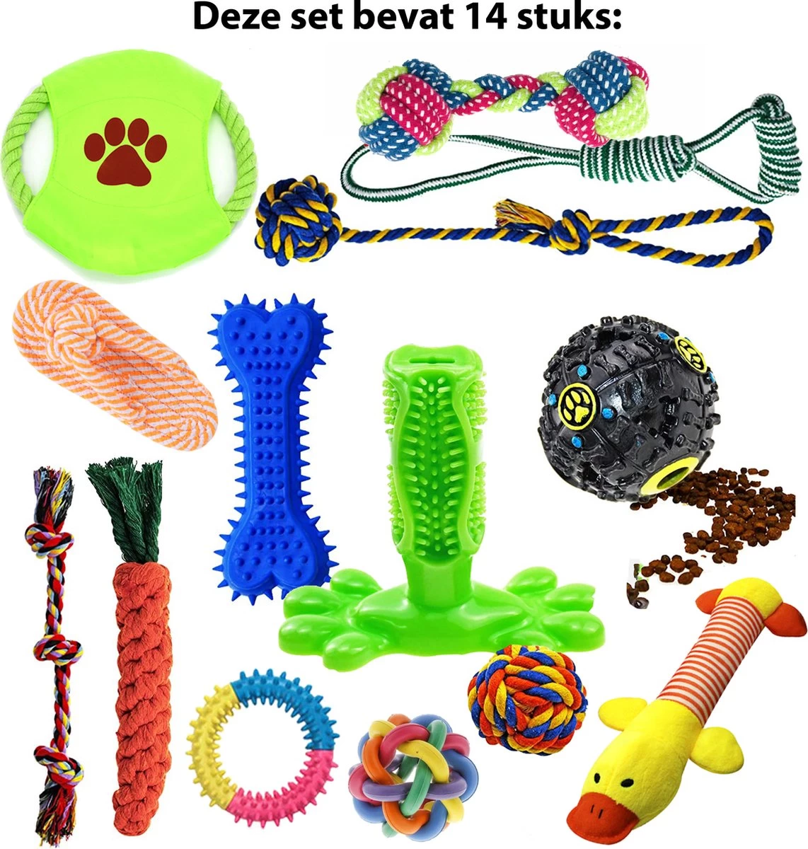 Filo Honden Speelgoed Set 14 Stuks - Hondenspeeltjes Knuffel - Hondenbal - Flostouw - Bot - Frisbee - Hondentouw - Hondenspeelgoed Intelligentie - Kauwspeelgoed Hond En Puppy - Bijtspeelgoed Hondenknuffel - Hondenspeeltje Met Piep - Afbeelding 8