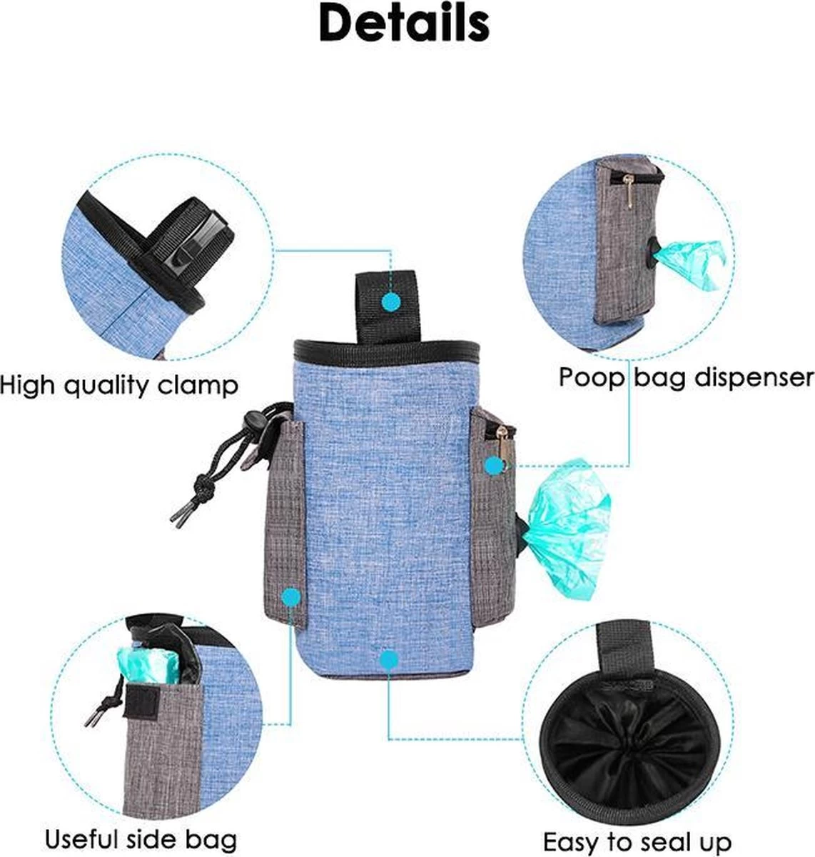 Honden Beloningstasje - Honden Beloningszakje - Treat Pouch - Honden Puppy Training - Poepzakjes Houder - Puppy Benodigdheden - Honden Snacktasje - Blauw 17x15cm - Afbeelding 8