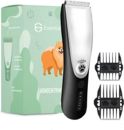 Essential Goods Professionele Hondentondeuse – Hondentrimmer - Draadloos – Opzet Kammen – Dik/Dunne Vacht - Honden/Katten - Zwart/Zilver