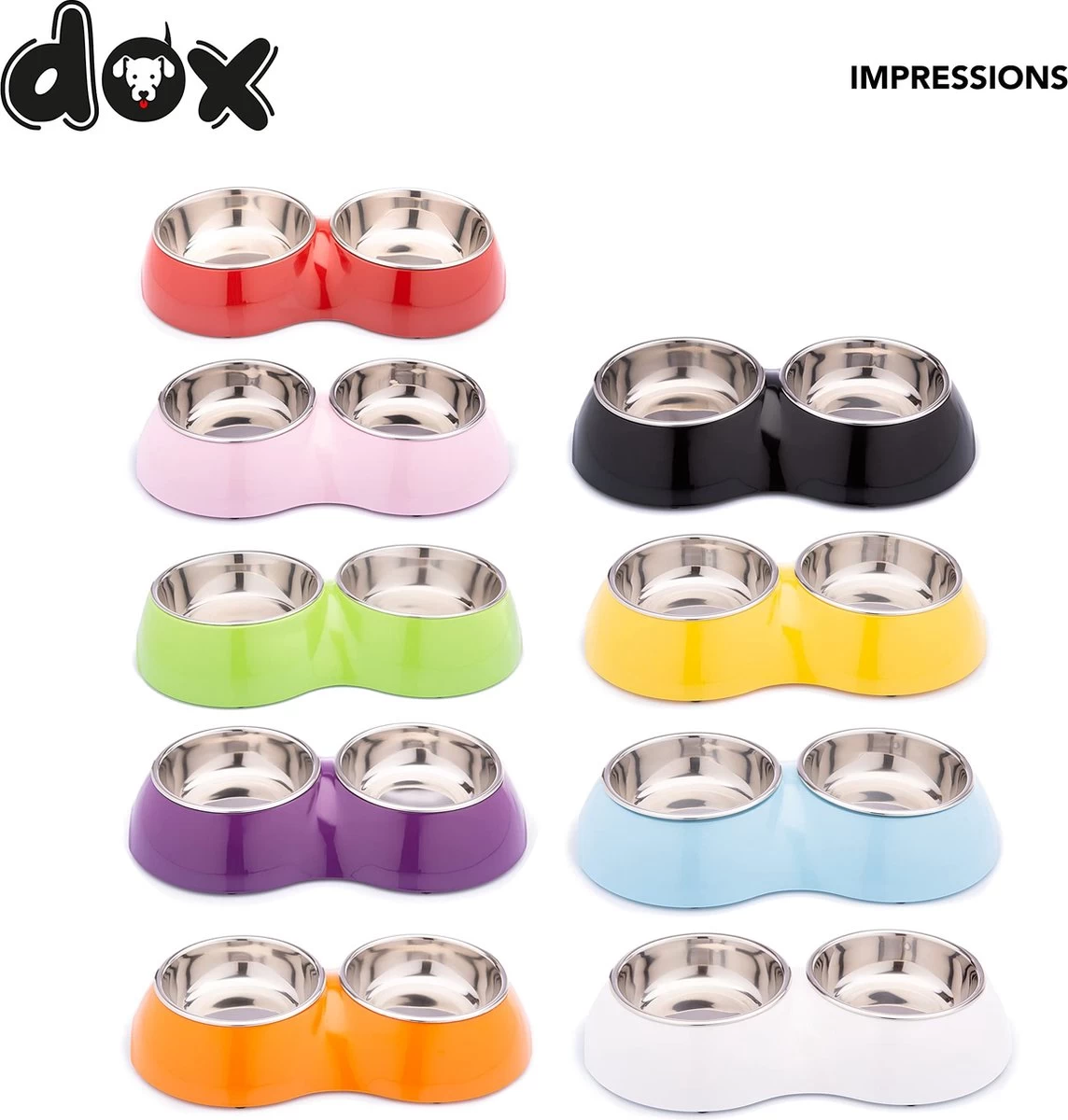 DDOXX Dubbele Voerbak, Antislip | Vele Kleuren & Maten | Voor Kleine & Grote Honden | Voerbak Kat Dubbel | Hondenbak Hond | Kattenbak Roestvrijstalen Bak | Melamine Bak | Zwart, 2 X 700 Ml - Afbeelding 6