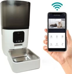 LARMA Automatische Voerbak Met Camera - Automatische Voerbak Voor Kat En Hond - Voerinhoud 6 Liter - Voerautomaat Met Smartphone Besturing - Met Camera - Voerdispenser Voor Hond En Kat