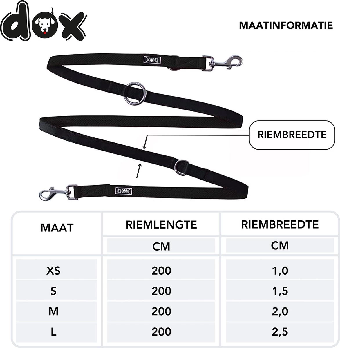 DDOXX Hondenriem Air Mesh, 3-voudig Verstelbaar, 2m | Voor Kleine & Grote Honden | Dubbele Riem Twee Honden Kat Puppy | Tug Leash Large | Lead Leash Small | Walking Leash Puppy Leash | Zwart, XS - Afbeelding 4