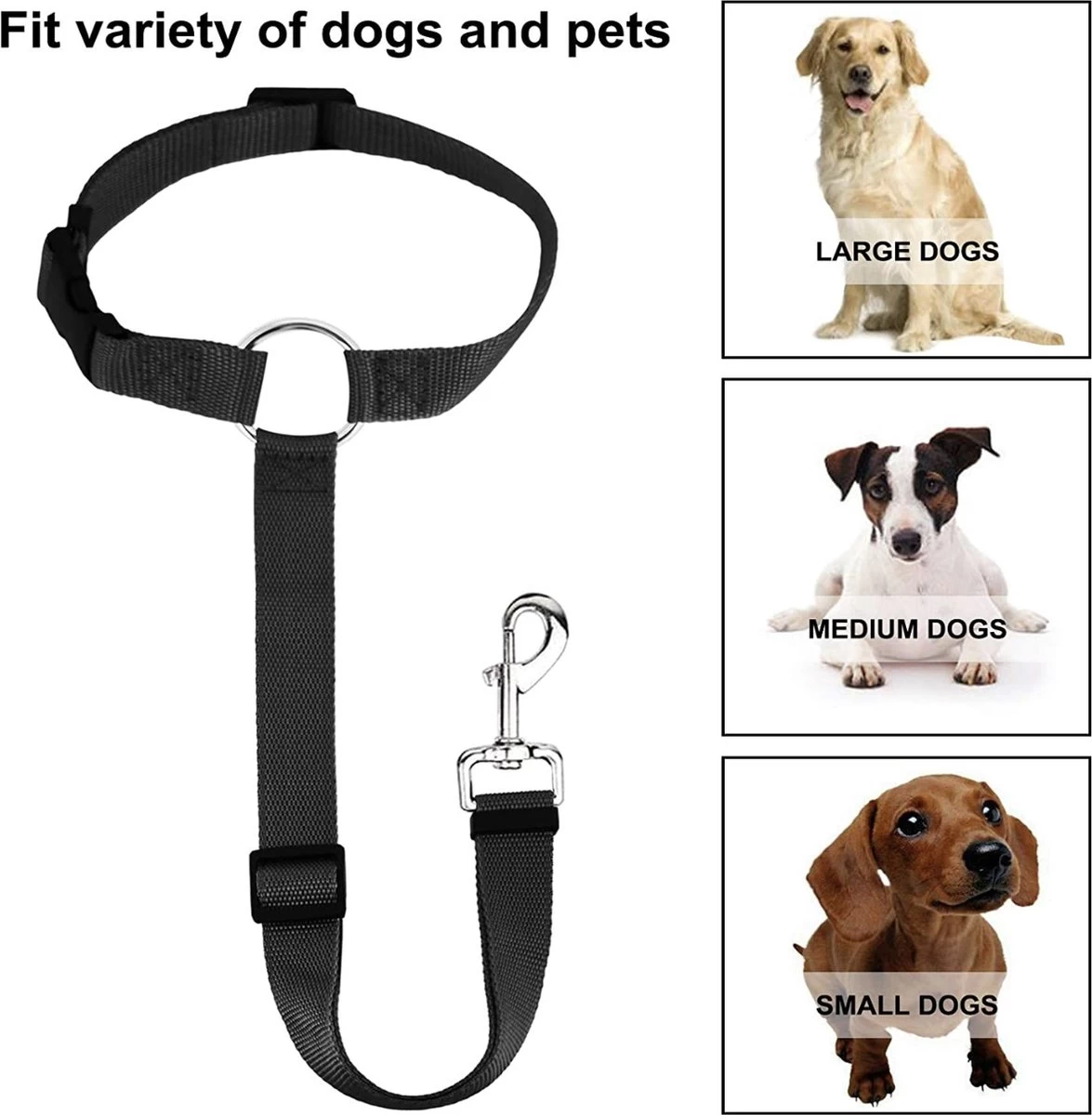 Merkloos Autogordel Voor Hond - Hondengordel Voor In De Auto – Verstelbare Hondengordel - Veiligheid Voor Hond – Hondenriem - Zwart