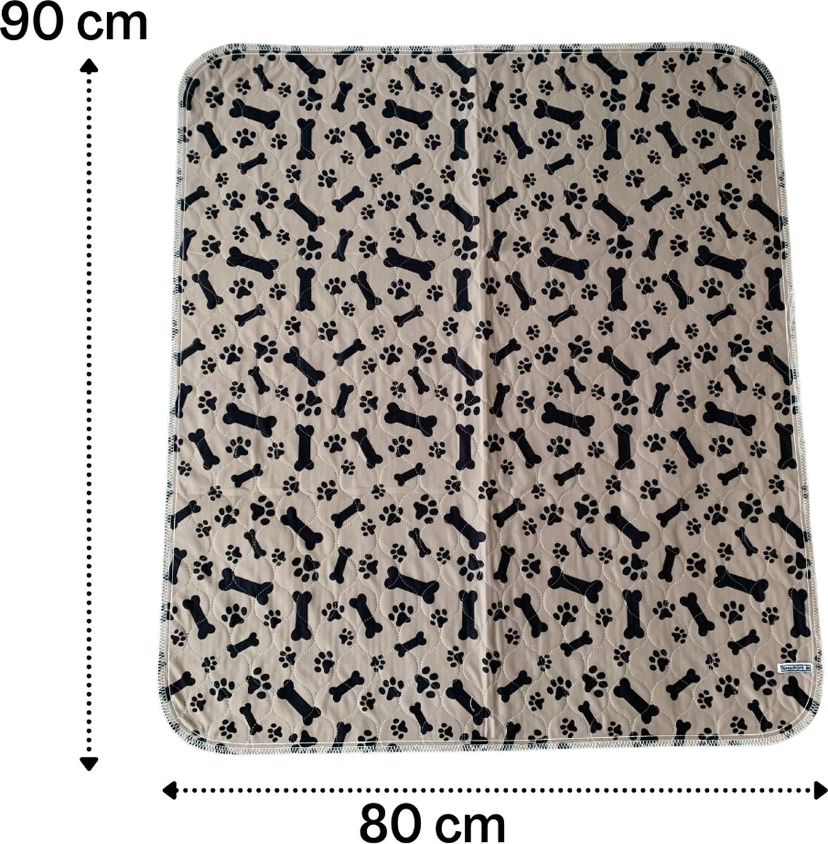 Sharon B - Puppy Training Pad - Plasmat - Beige Met Botjesprint - 80x90 Cm - Hondentoilet - Herbruikbaar - Wasbaar - Afbeelding 10