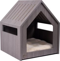 Hondenbench Van Hout - Inclusief Foam Hondenbed - M - Antraciet - 49x49x59cm