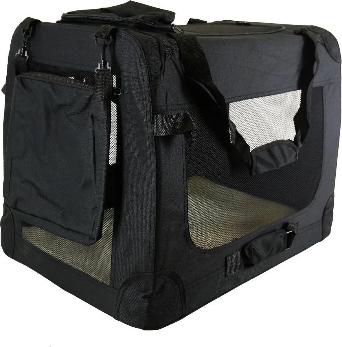 Auto Bench ReisBench Nylon Bench - Honden Bench XL Zwart 81x58x58cm | Stoffen Bench | Vouwbench | Softbench - Honden 25-35kilo