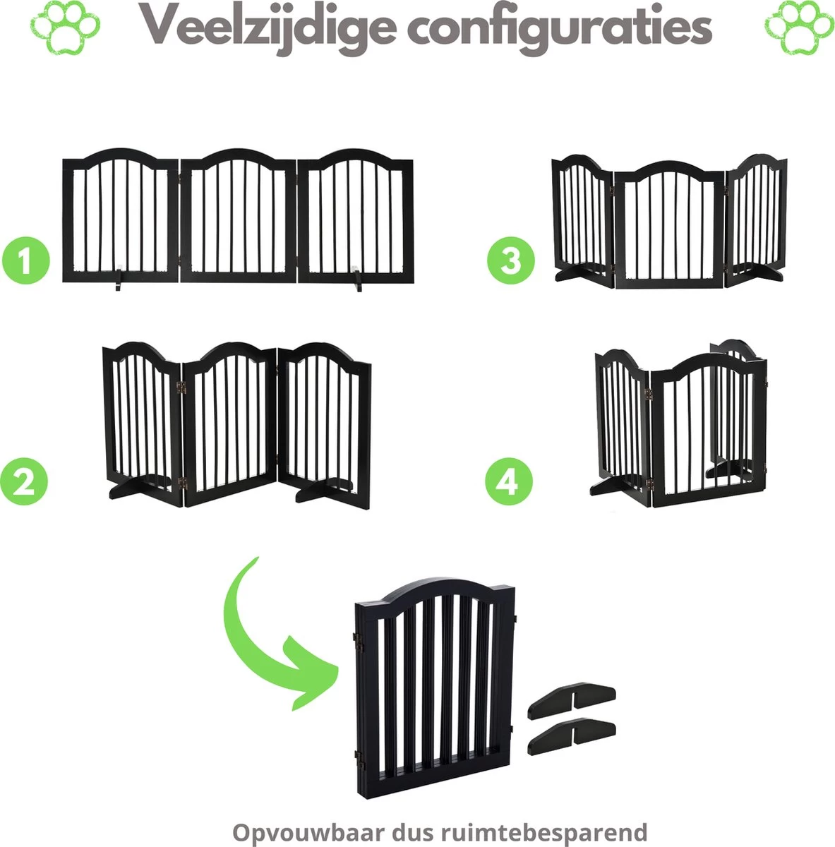 Paws & Claws - Hondenhek Deurhekje - Dog Barrier - 154,5 X 61 Cm - Opvouwbaar - Zwart - Afbeelding 2
