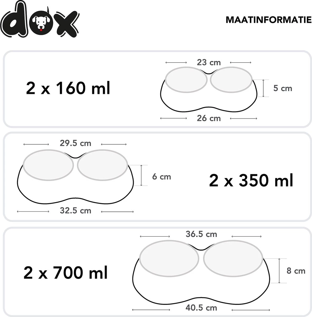 DDOXX Dubbele Voerbak, Antislip | Vele Kleuren & Maten | Voor Kleine & Grote Honden | Voerbak Kat Dubbel | Hondenbak Hond | Kattenbak Roestvrijstalen Bak | Melamine Bak | Zwart, 2 X 700 Ml - Afbeelding 5