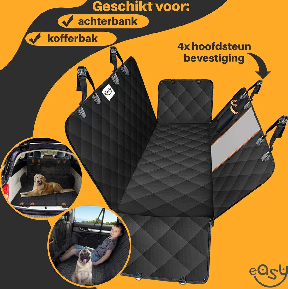 Hondendeken Auto Achterbank En Kofferbak - Reis Bench - Auto Bench - Hondenmand - Waterdichte Beschermhoes 6 Laags - Antislip - Maat 151 X 139 - Afbeelding 7