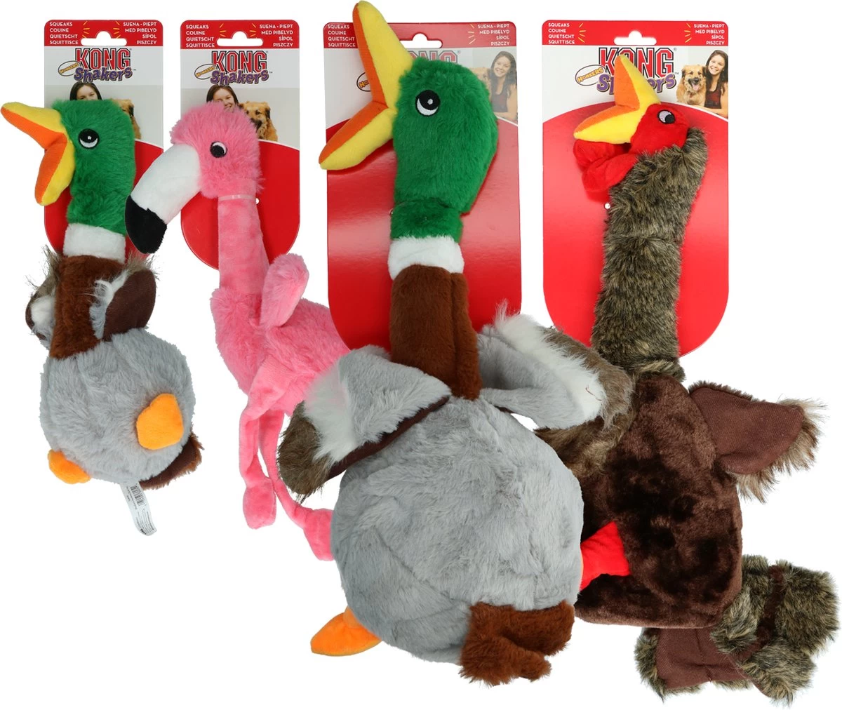 Kong Shakers Honkers Duck - Hondenspeelgoed - Grijs Bruin Groen Large - Afbeelding 6