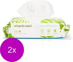 Earth Rated Schoonmaakdoekjes Hond Geurloos - Vachtverzorging - 2 X 100 Stuks