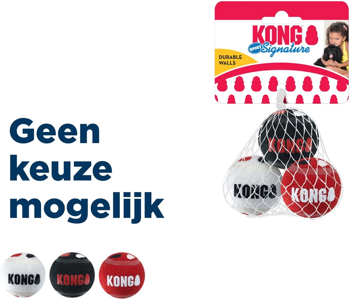 KONG Signature Speelballen S - Steviger Dan Tennisballen - Niet Schurend Materiaal - Speelbal Voor Honden - 3 Stuks - Afbeelding 2