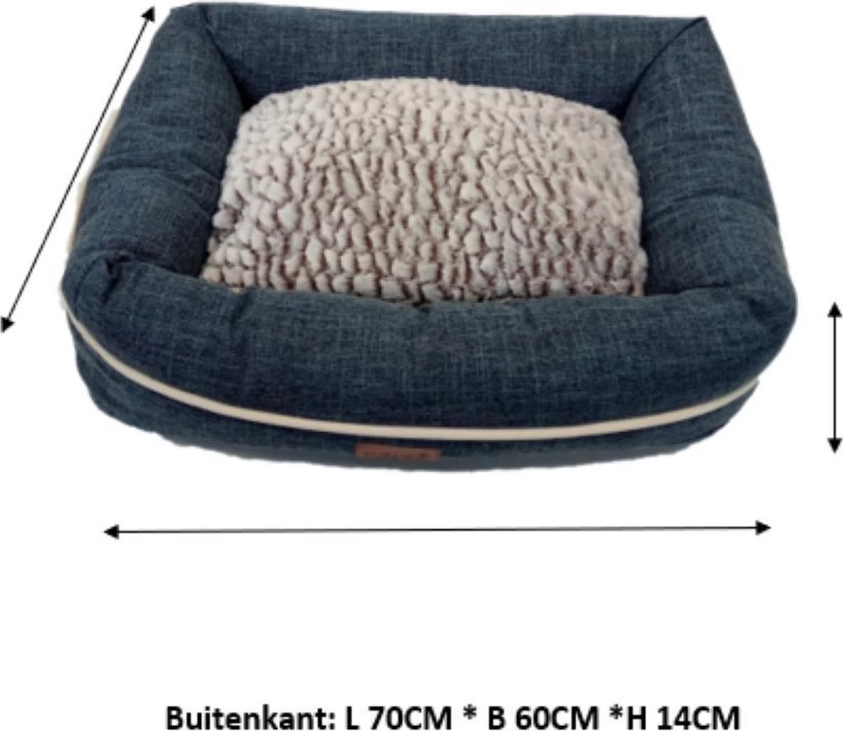 I-CiGO Homy Luxe - Hondenmand - In-kussen Dubbelzijdig Gebruik 70x60xH14cm/Blauw - Afbeelding 7