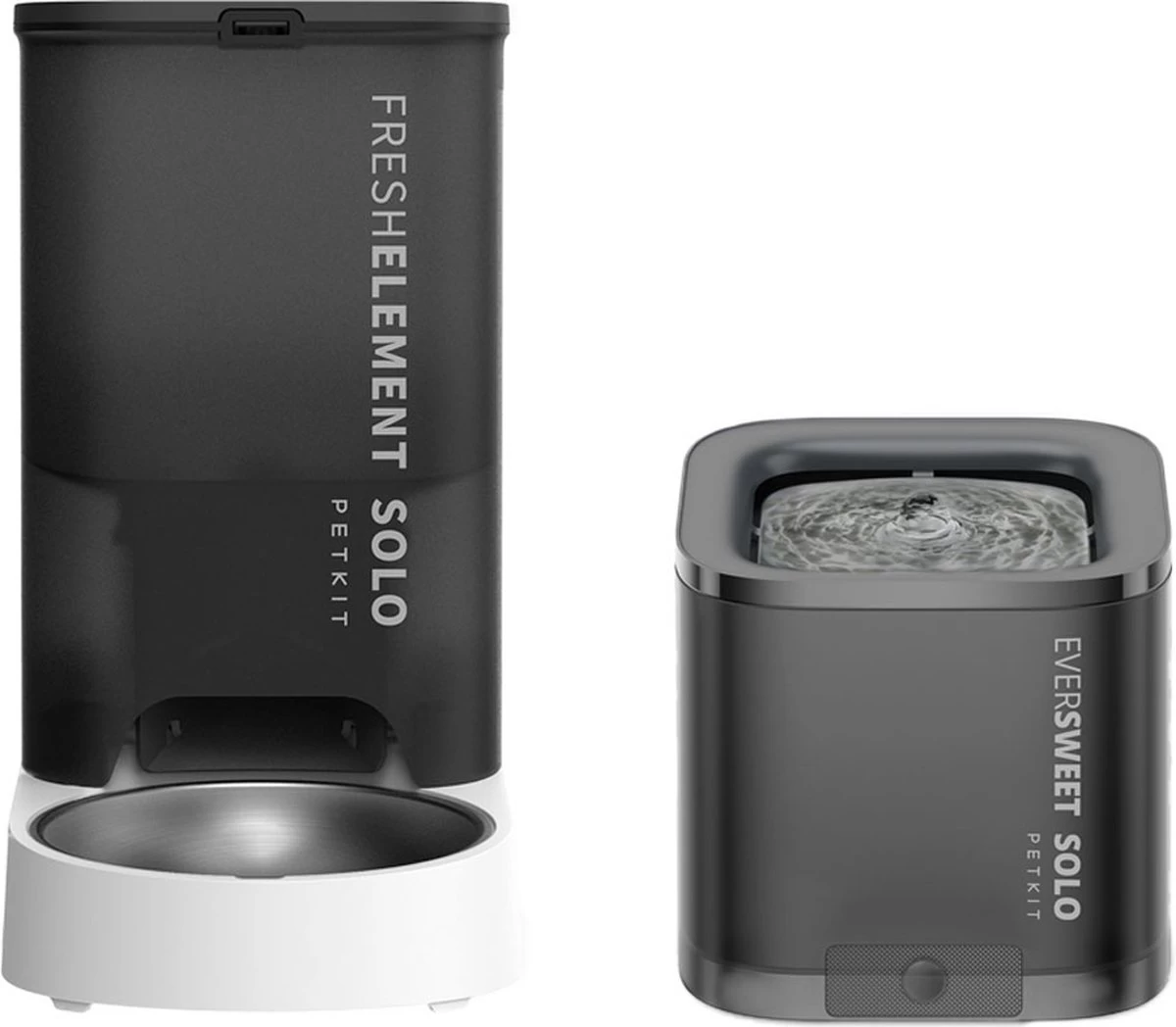 PETKIT® Eversweet SOLO + Element SOLO ZWART – Drinkfontein Kat – Automatische Voerbak Kat – Met App