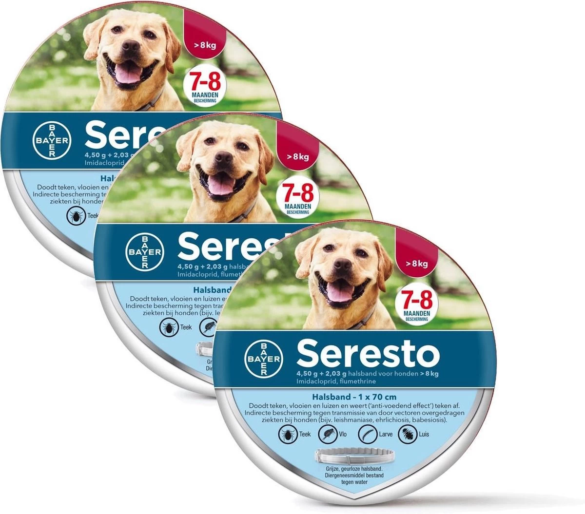 Seresto Teken- En Vlooienband Large - Grote Hond - Anti Tekenmiddel - 3 X 70 Cm Van 8 Kg - Afbeelding 4
