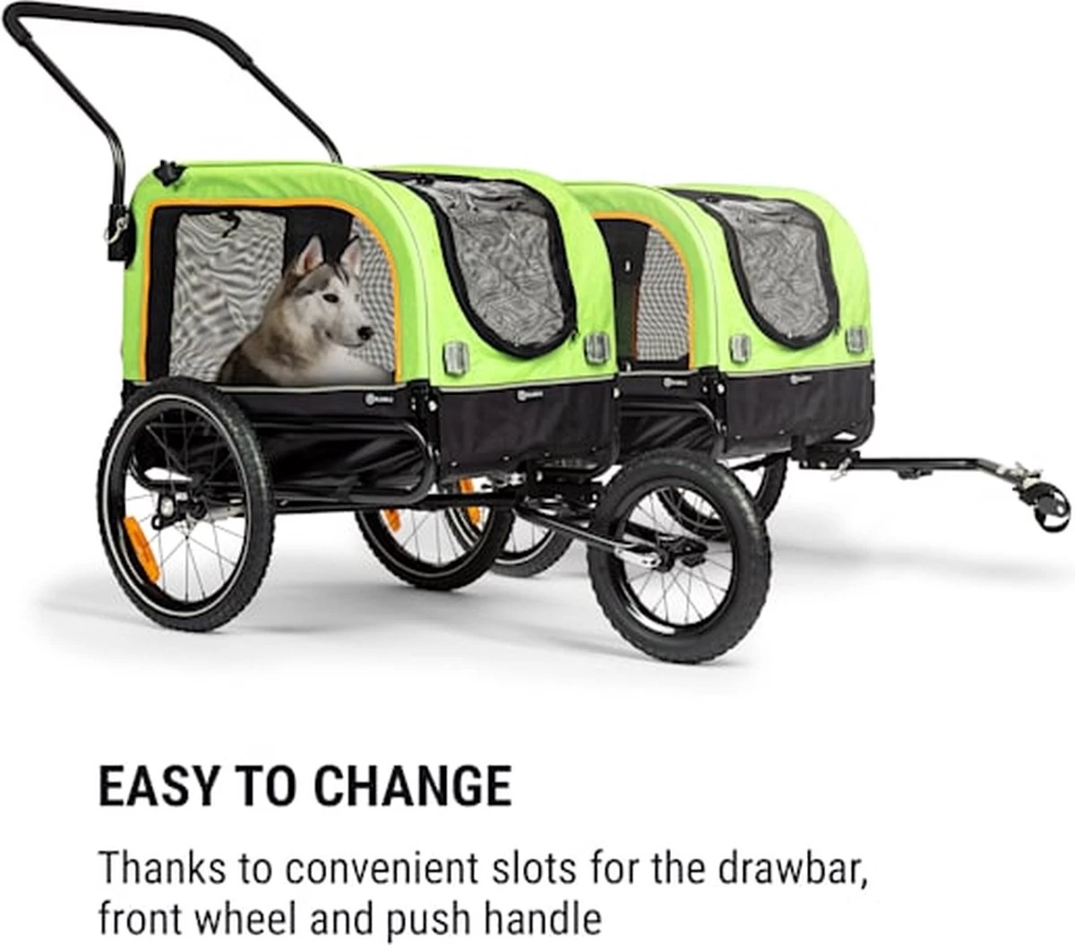 Klarfit Corgi 2-in-1 Hondenaanhanger & Hondenbuggy - Hondenfietskar Geschikt Voor Alle Fietsen Met 26-28" Banden - Voor Kleine Tot Middelgrote Honden - Afbeelding 6