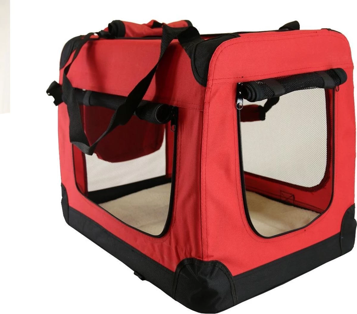 Topmast ReisBench Nylon Bench - Honden Bench XXXL Rood 102x69x69cm - Stoffen Bench - Vouwbench - Auto Bench - Honden 35-50kilo