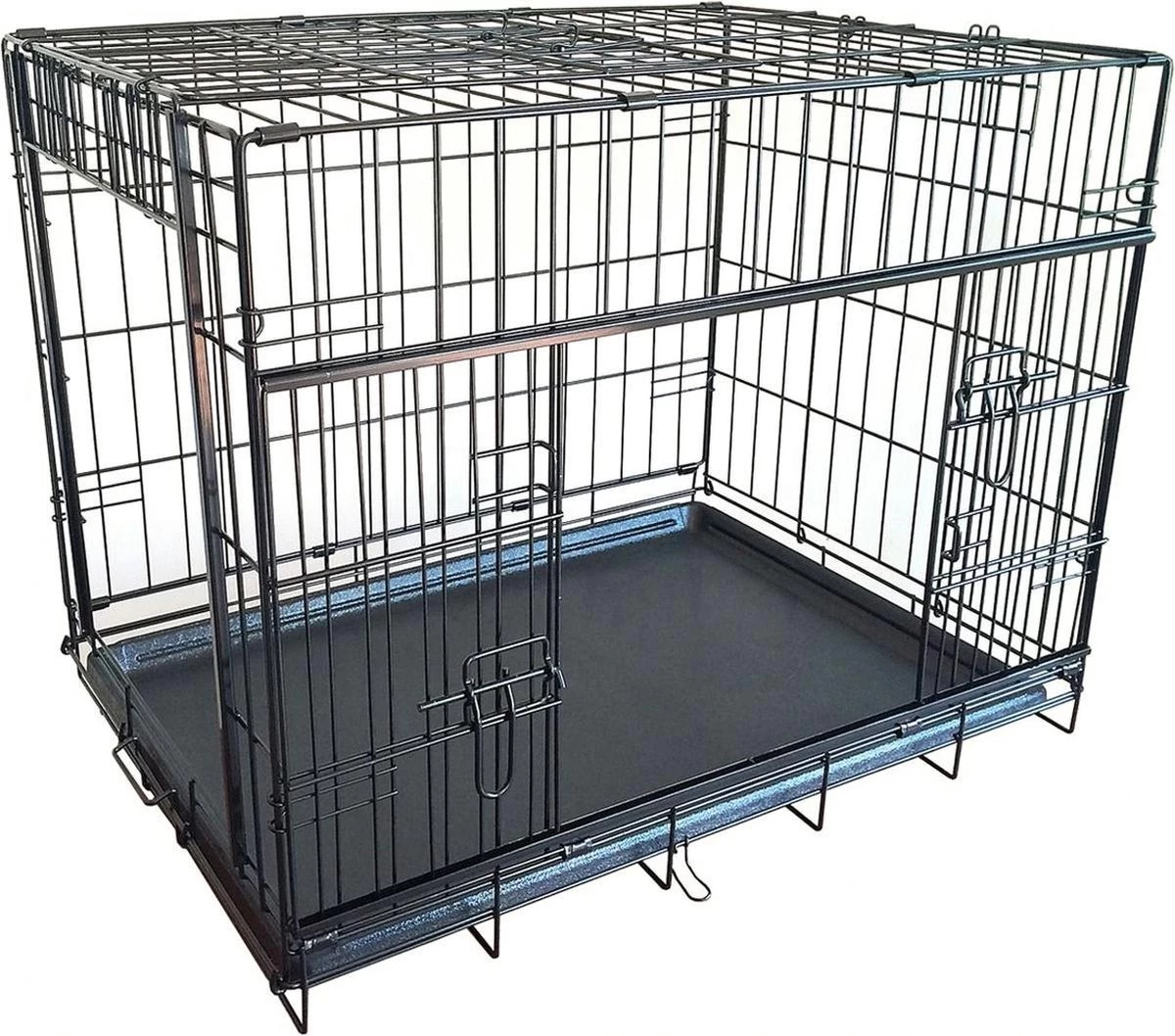 Adori Bench Met Schuifdeuren Zwart - Hondenbench - 76x53x61 Cm