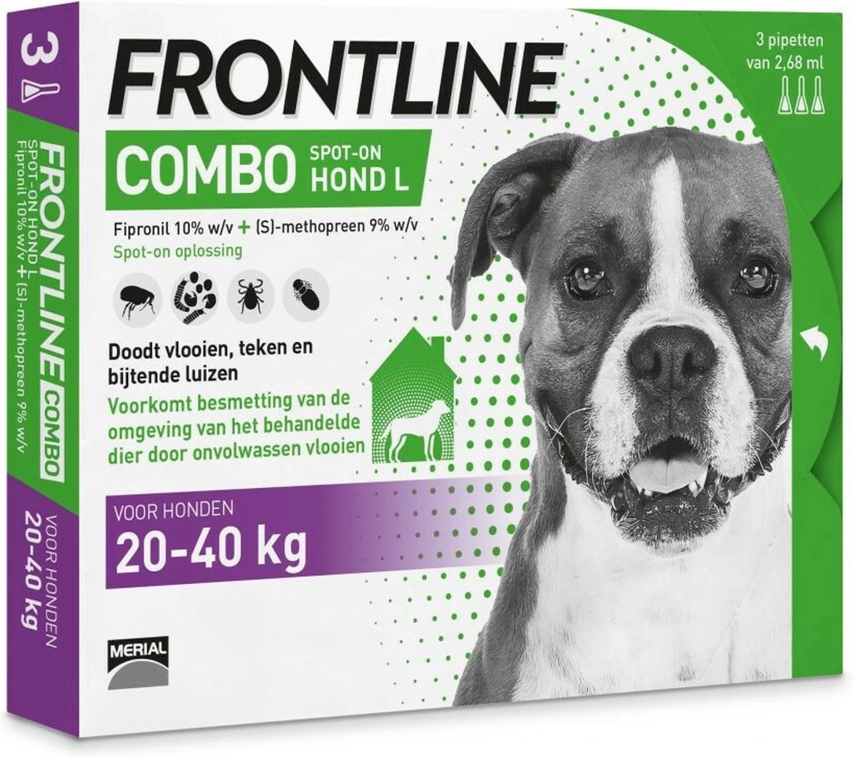 Frontline Combo - L: Van 20 Tot 40 Kg - Anti Vlooienmiddel En Tekenmiddel - Hond - 3 Pipetten