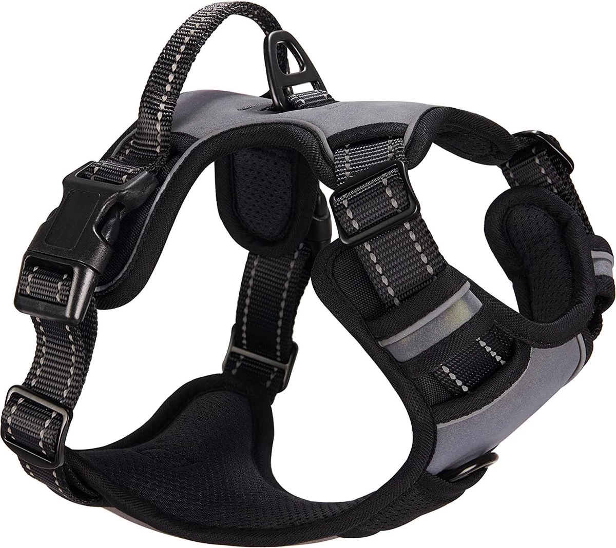 Mister Mill Hondentuigje 2x Klikgesp Maat XL Grijs - Anti-Trek Tuig Hondenharnas - Y Tuig Hond Reflecterend - Afbeelding 2
