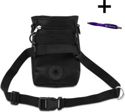 Merkloos Honden Beloningtasje + Tonova Pen - Poepzakjes Tas - Beloningszakje - Heuptas - Poepzakjes Dispenser - Verstelbare Riem - Hondenpoep Zakje - Beloningstasje - Snacktasje - Zwart