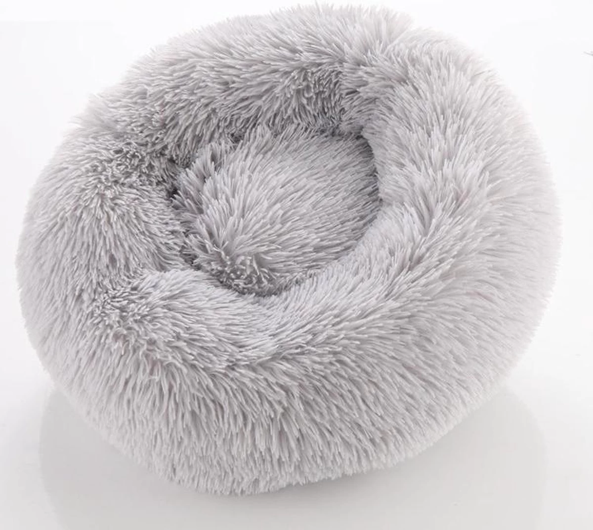 Donut Hondenmand - Zacht Pluche Hondenmanden - Antislip - Fluffy En Rond Donutmand - 100cm - Lichtgrijs - Afbeelding 4