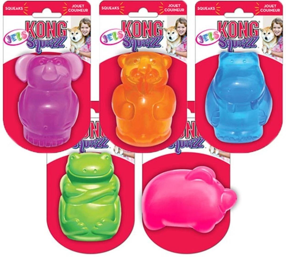 Kong Squeezz Jels Large - Piepend Speelgoed - Multi