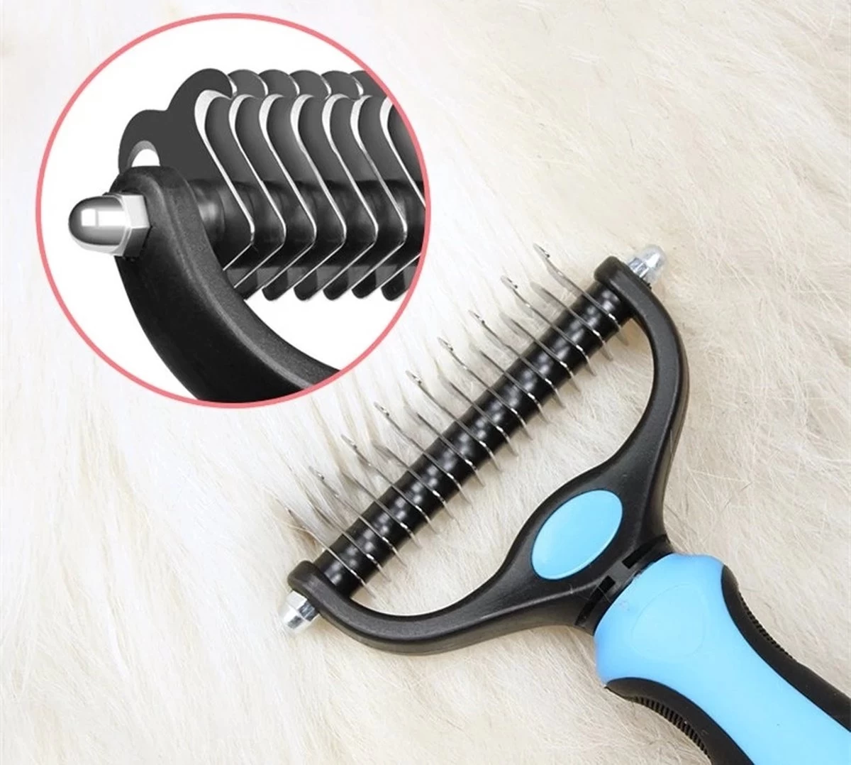 Merkloos 2 Zijdige Ondervacht Hondenkam - Hondenborstel Kortharig/Langharig - Kattenkam - Klittenkam Kat/Hond - Kattenborstel - 10 Cm. - Afbeelding 4