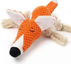 BoDutch Honden Knuffel - Vos - Puppyknuffel - Knisperoortjes - Met Piep - Oranje - 36 Cm - Hondenspeelgoed