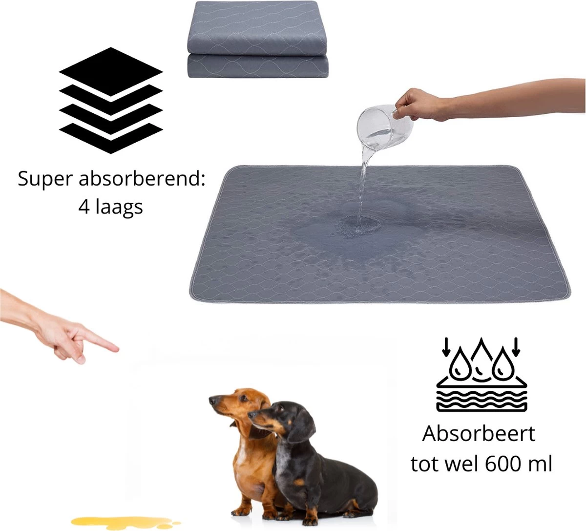Sharon B - Puppy Training Pad - Plasmat - Beige Met Botjesprint - 80x90 Cm - Hondentoilet - Herbruikbaar - Wasbaar - Afbeelding 5