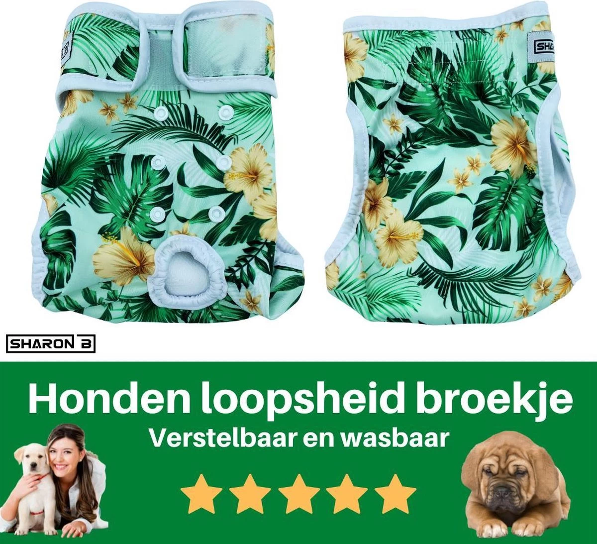 Loopsheidbroekje Hond - Bloemenprint - Maat M - Voor Middelgrote Honden - Herbruikbaar - Hondenbroekje - Hondenluier - Loopsheid - Ongesteldheid - Voorkomt Ongewenste Zwangerschappen Bij Teefjes - Milieuvriendelijk - Verantwoord - Perfecte Pasvorm - Afbeelding 3