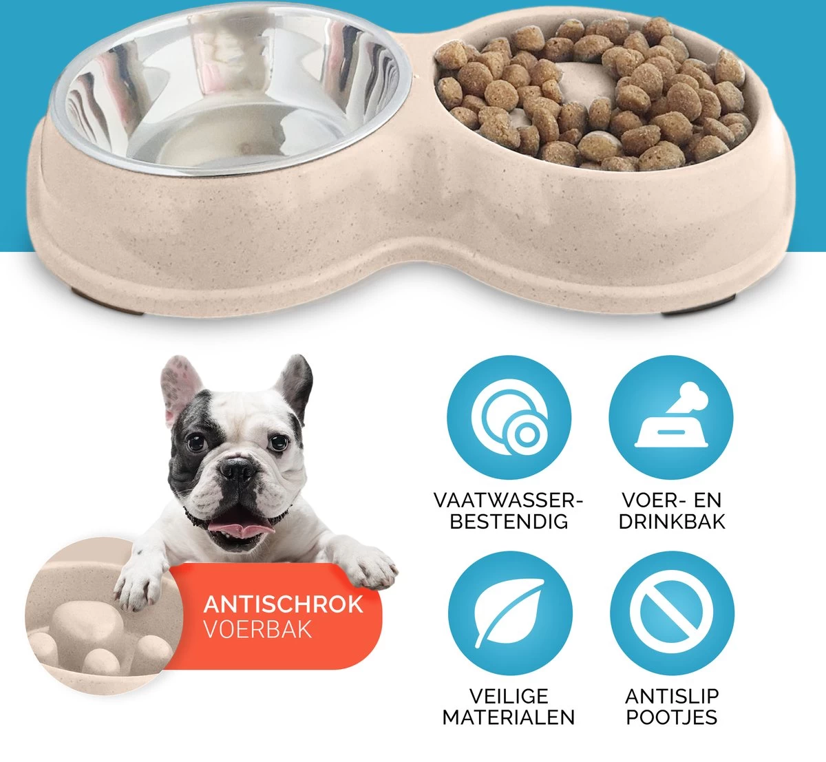 Anti Schrokbak Voor Kleine Honden - Hondenvoerbak - Slowfeeder Voerbak Katten - Hondenbak En RVS Waterbak - Afbeelding 3
