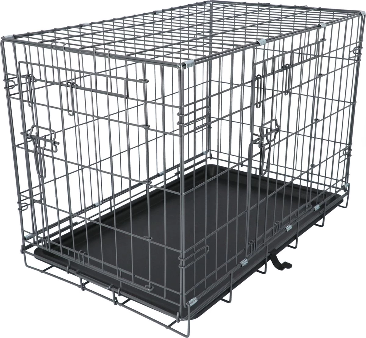 Adori Safety+ Bench Met 2 Deuren Grijs - Hondenbench - 75x46x53 Cm