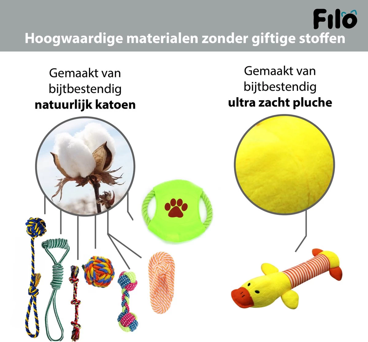 Filo Honden Speelgoed Set 14 Stuks - Hondenspeeltjes Knuffel - Hondenbal - Flostouw - Bot - Frisbee - Hondentouw - Hondenspeelgoed Intelligentie - Kauwspeelgoed Hond En Puppy - Bijtspeelgoed Hondenknuffel - Hondenspeeltje Met Piep - Afbeelding 3