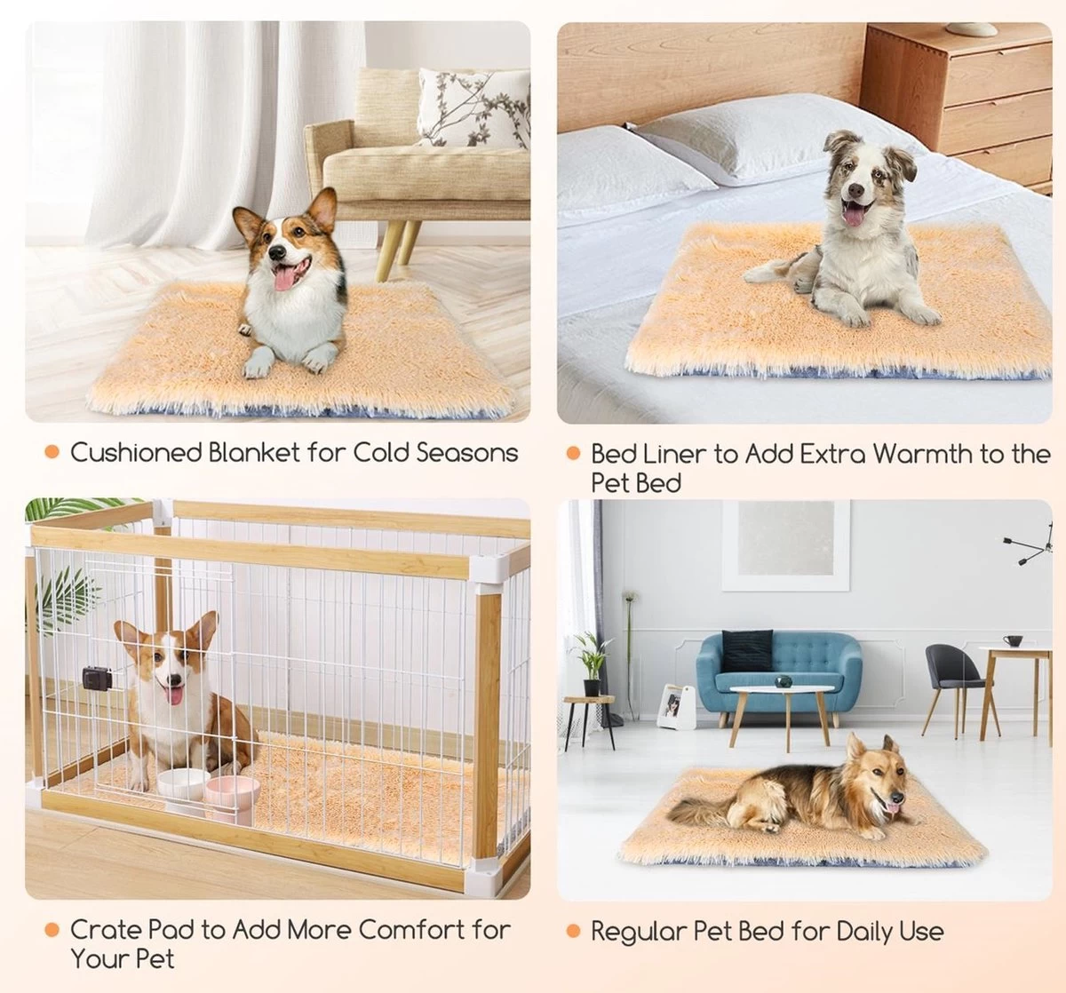 Nobleza Fluffy Benchkussen - Dierenkussen - Hondenkussen - Kattenkussen - Benchmat - Dierenmat - Hondenmat - Kattenmat - Crème - Maat L - Afbeelding 3