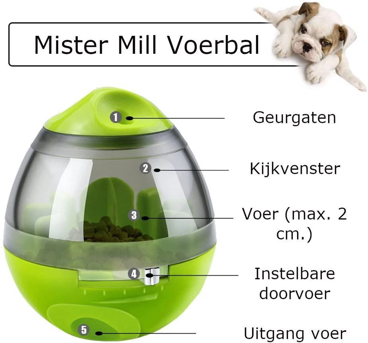 Mister Mill Speelbal - Honden Speelgoed Intelligentie - Voerbal - Snackbal Hond Kat – Interactieve Hond Kat - Voer EI - Afbeelding 11