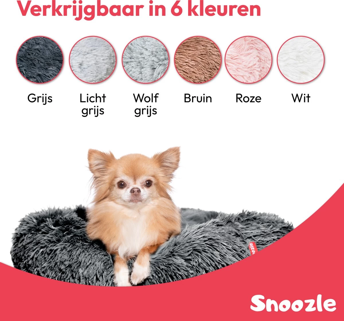 Snoozle Donut Hondenmand - Zacht En Luxe Hondenkussen - Wasbaar - Fluffy - Hondenmanden - 60cm - Grijs - Afbeelding 6