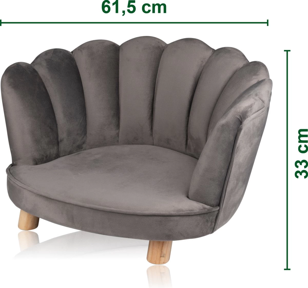 Maxxpro Katten- En Hondenstoel - Grijs - Verhoogd Met Houten Poten - Fluweel Materiaal - 61.5 X 52 X 33 CM - Huisdieren Tot 80 KG - Afbeelding 7