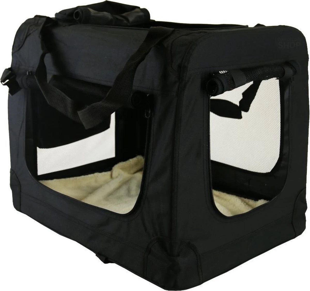 Auto Bench ReisBench Nylon Bench - Honden Bench XL Zwart 81x58x58cm | Stoffen Bench | Vouwbench | Softbench - Honden 25-35kilo - Afbeelding 2