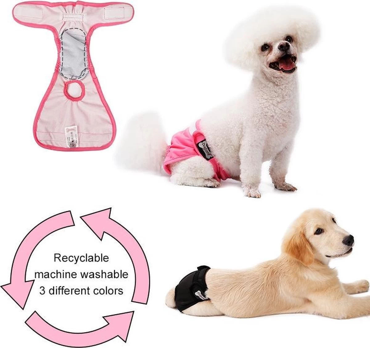 Loopsheidbroekje Hond - Roze - Maat XS - Hondenbroekje - Loopsheid Teef - Hondenluier - Wasbaar - Afbeelding 6