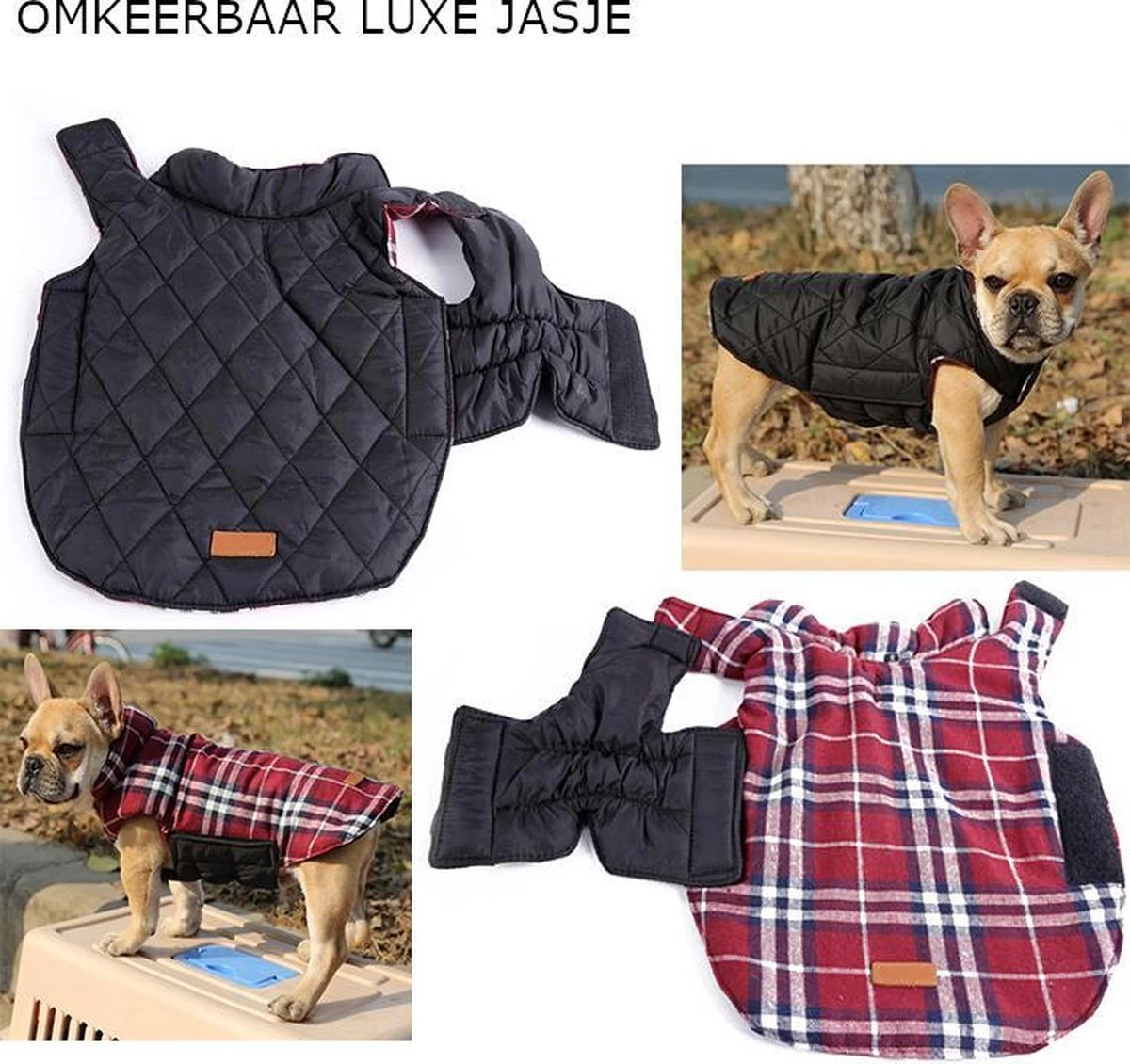 Stijlvol Omkeerbaar Winter Hondenjasje In Engelse Stijl - BEIGE - EXTRA LARGE (XL) - Afbeelding 5