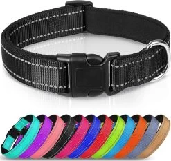 Halsband Hond - Reflecterend - Zwart - Maat M - Oersterk - Waterdicht - Hondenhalsband - Geschikt Voor Iedere Hondenriem - Voor Middelgrote Honden
